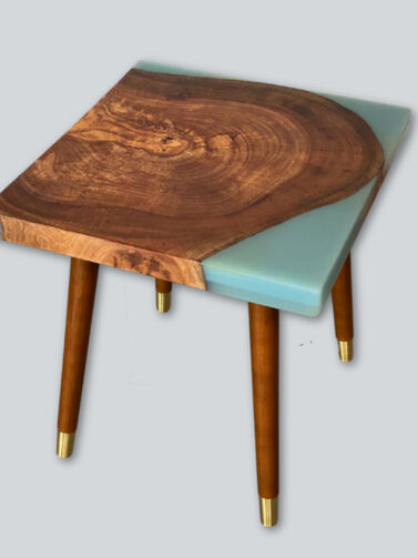 Avocado Wood and Epoxy Side Table