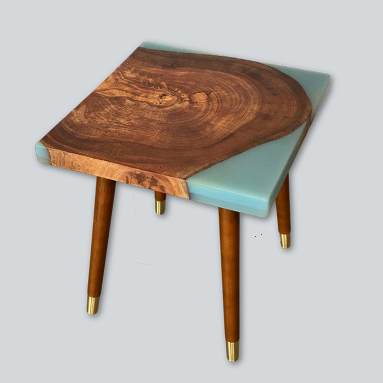 Avocado Wood and Epoxy Side Table